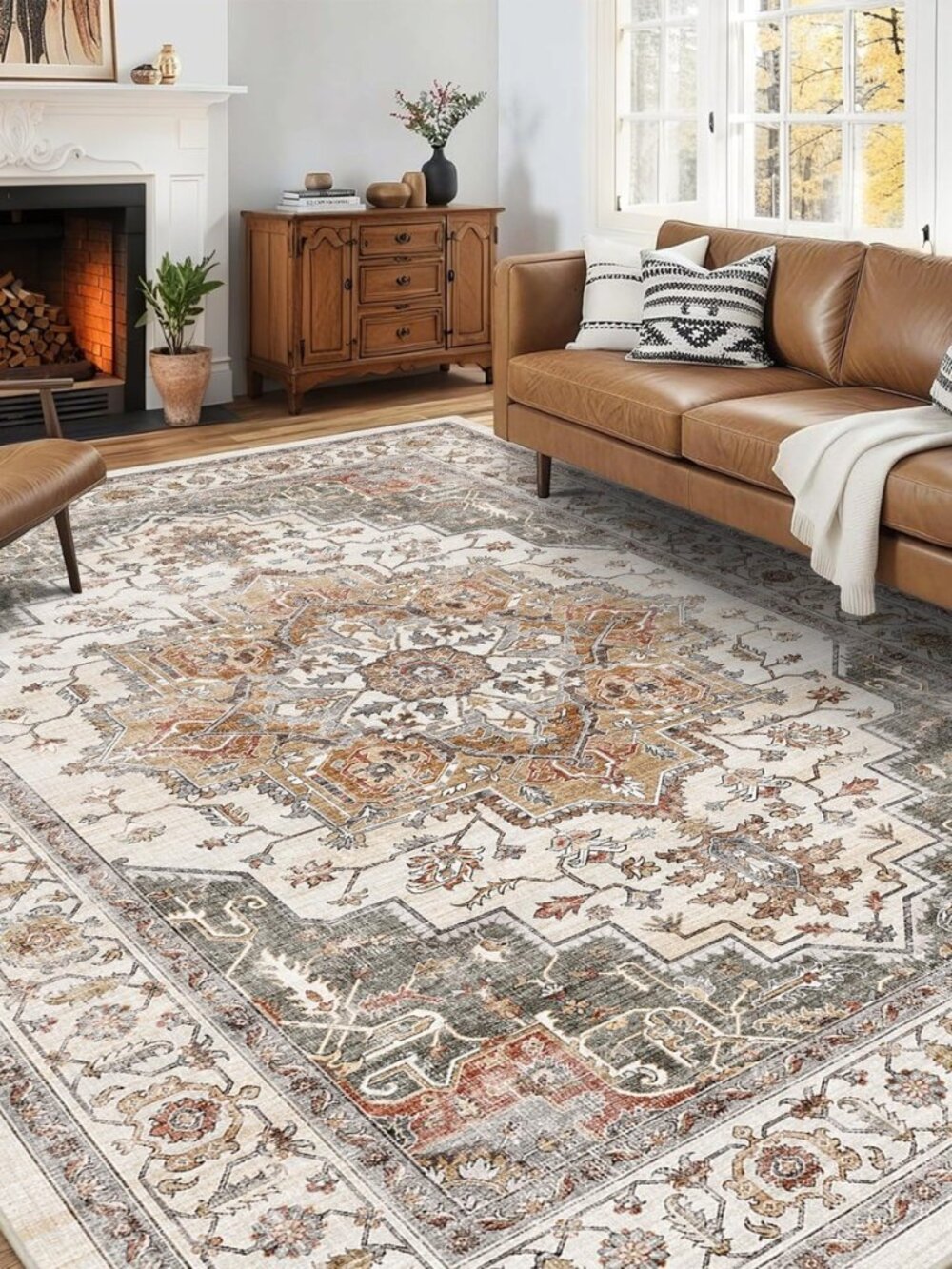 5x7 Area Rug for Living Room Soft Washable Vintage Boho Area Rug